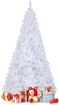 8Ft Artificial White Christmas Tree, Pine Tree with Solid Metal Legs & Pine Needles, Ideal for Indoor & Outdoor Home, Office, Holiday Decoration