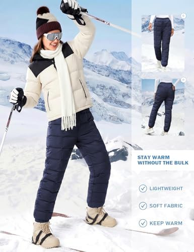 Gihuo Snow Pants Womens Winter Windproof Down Pants Warm Outdoor Ski Pants Padded Loose Ultralight Warm Trousers