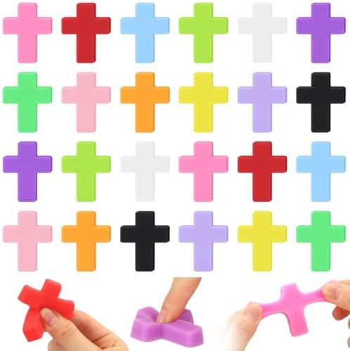 Thenshop 36 Pcs Cross Relief Favors Christian Soft Jesus 12 Colors
