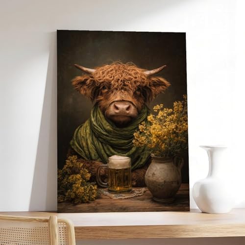 JDBeehpy Green Festival Mural Irish Classic Festival Artwork Decoration Highland Dairy St. Patrick's Day Bar Beer Poster Painting (Unframed, Canvas Only) Canvas Wall Decoration 12x18inch(30x45cm)