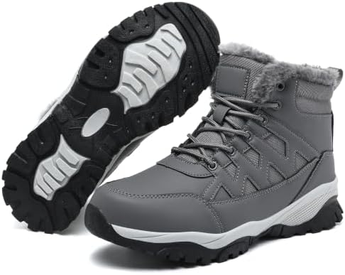 Snow Boots for Men Winter Waterproof Warm Fur Lined Shoes Non Slip Ankle