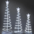 Set of 3 Christmas Spiral Tree Lights, 3/4/5 FT Holiday Decor, Cool White