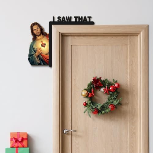 Qunclay 6 Pcs I Saw That Jesus Door Topper, Christmas Door Corner Decor