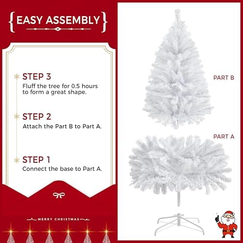 Yaheetech 4.5ft Pre-lit Christmas Tree with 150 Warm White Lights, White