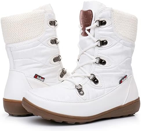 GLOBALWIN Women's Snow Boots Waterproof Mid-Calf Winter Boots for Women with Quilted Knit Panels, Warm Fleece Lining, and Non-Slip Insulated Outdoor Sole
