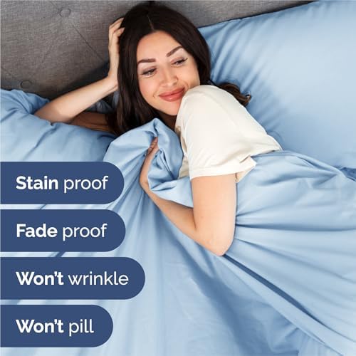 Split King Size 5 Piece Sheet Set - Comfy Breathable & Cooling - Light Blue