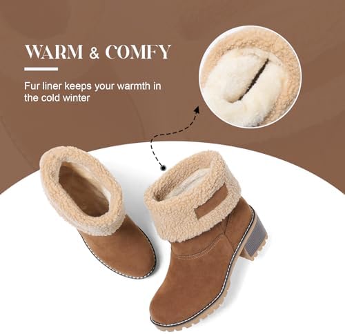 AOSPHIRAYLIAN Snow Boots Women Fur Lined Winter Boots Slip on Warm Shoes