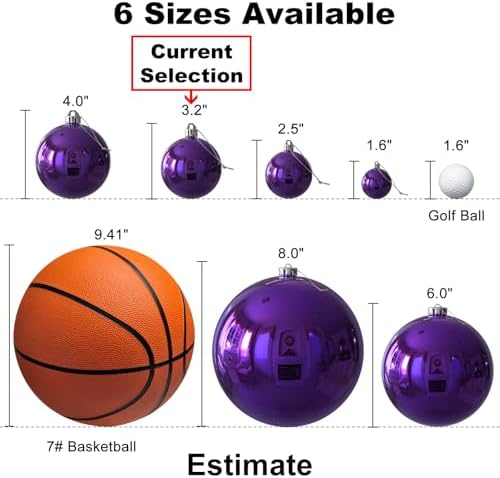 Purple 3.2" Large Christmas Balls - Christmas Tree Decoration Ornaments Shatterproof Hanging Balls for Birthday Halloween Holiday Wedding Decorations Set of 18pcs
