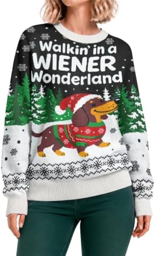 34HD Ugly Xmas Sweater–Funny Knit Christmas Sweater for Women & Men 2025, Long Sleeve Crewneck Holiday Pullover, Unisex Gift