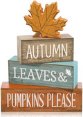 Lineshading 4 Pcs Fall Table Decor, Thanksgiving Wooden Maple Leaf Sign