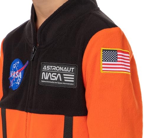 INTIMO NASA Boys' Space Shuttle Astronaut Meatball Patch One Piece Space Suit Costume Pajama Sleep Set Union Suit For Kids