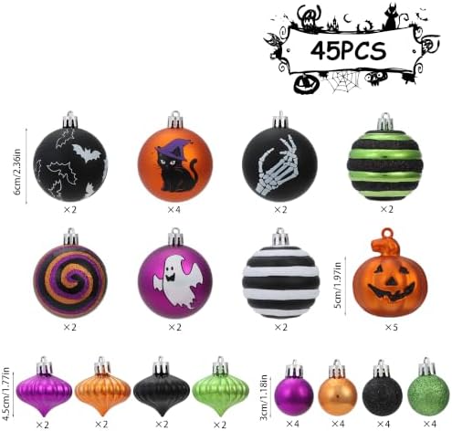 45ct Halloween Ornaments Tree Decorations 2.36" Shatterproof Set