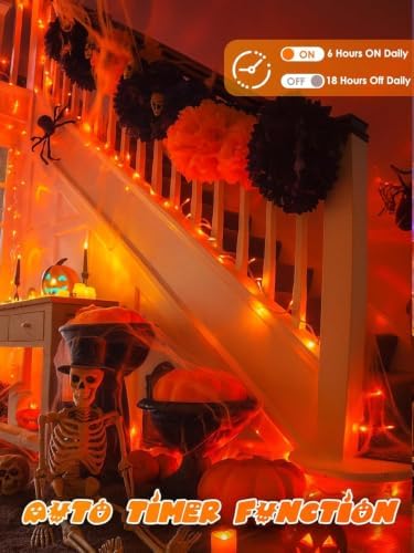 2 Pack 200 LED Battery Operated Halloween Lights, String Lights 8 Modes