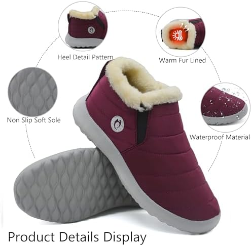 Winter Boots for Women Lightweight Comfortable Plush Waterproof Stylish Solid Color Ladies Ankle Shoes