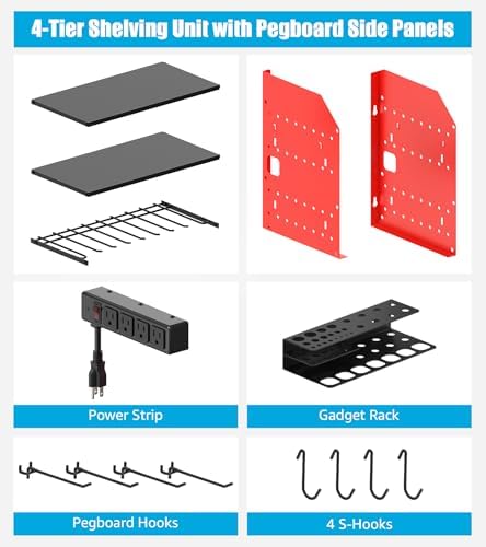CCCEI Modular Power Tool Organizer Wall Mount with Charging, Red, 1 Pack