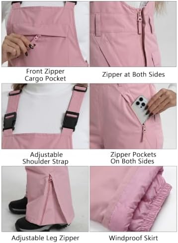 DAFENGEA Women's Ski Snow Bibs Adjustable Straps Overalls