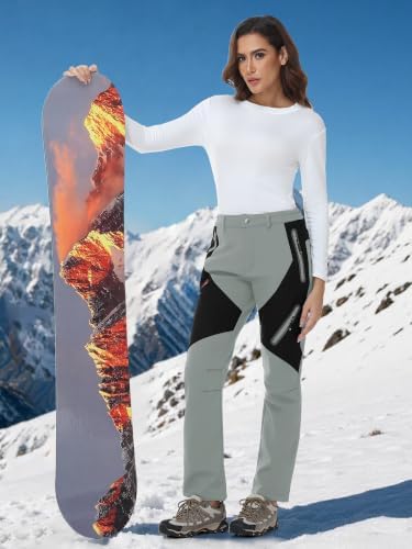 YSENTO Women's Hiking Pants Fleece Lined Winter Waterproof Insulated Snow Ski Work