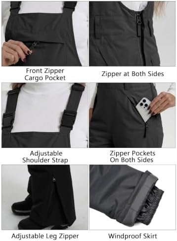 DAFENGEA Women's Ski Snow Bibs Adjustable Straps Overalls