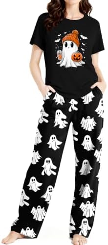 Skull Sets for Women Halloween Bloody Shirts Dancing Skeleton 2 Pc Set