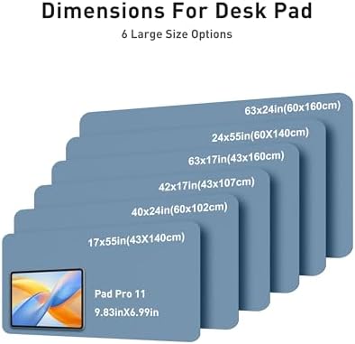 Aothia Faux Leather Desk Mat - Large Mouse Pad, Non-Slip PU Leather Blotter, Waterproof Writing Surface for Office and Home (Denim Blue, 40" x 24")