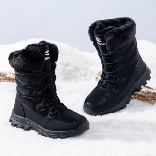 HOBIBEAR Kids Winter Snow Boots Waterproof Outdoor Warm Faux Fur Lined Shoes