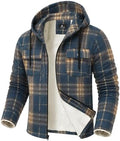 GEEK LIGHTING Men's Flannel Shirts Jacket Sherpa Lined Plaid Zipper Hoodie