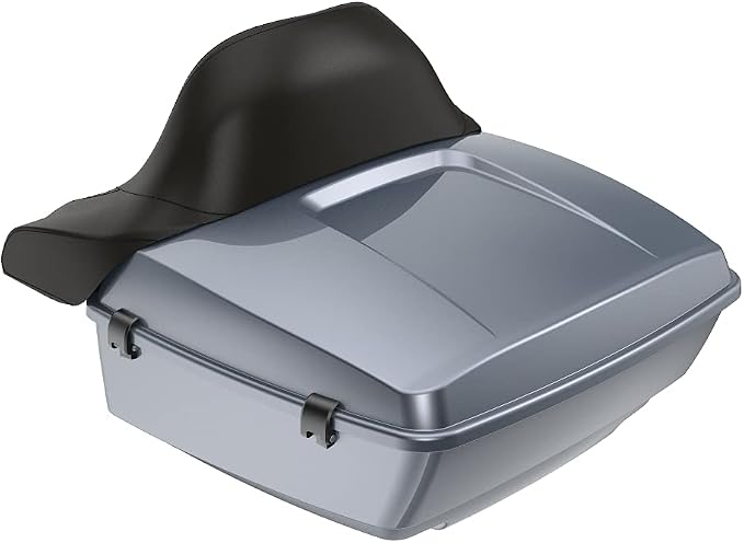 Advanblack Road Glide Tour Trunk Pack Gauntlet Grey Metallic King Tour Trunk Pack Luggage +Wrap-Around Backrest Pad for '97-'25 Harley Touring Road King Street Glide Electra Glide CVO models
