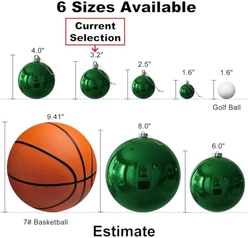 Emerald Green 3.2" Large Christmas Balls - Christmas Tree Decoration Ornaments Shatterproof Hanging Balls for Birthday St. Patrick's Day Easter Mardi Gras Holiday Wedding Decorations Set of 24pcs