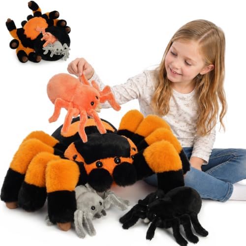 MorisMos Spider Stuffed Animal with 3 Baby Spiders Halloween Plush