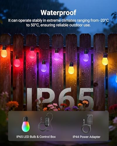 NEEWER NR01 96ft Outdoor String Lights, App Control Smart AI RGBW Lighting