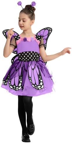 Spooktacular Creations Child Girls Butterfly Costume, Toddlers Butterfly Outfit w/Wings Headband for Kids Halloween Parties