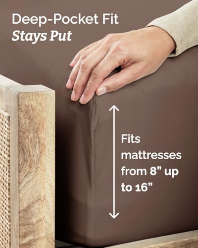Twin Size 3 Piece Sheet Set - Comfy Breathable & Cooling Sheets - Brown