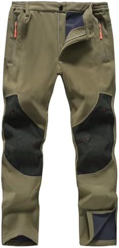 Mens Winter Snow Pants Waterproof Thermal Fleece Lined Hiking Pants with Zip Pockets