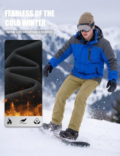 MAGCOMSEN Men's Ski Snow Pants Waterproof Fleece Lined Winter Hiking Pants