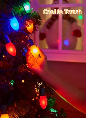 Vintage C9 Christmas Lights Outdoor, 50Ft 25 LED Multicolor String Lights