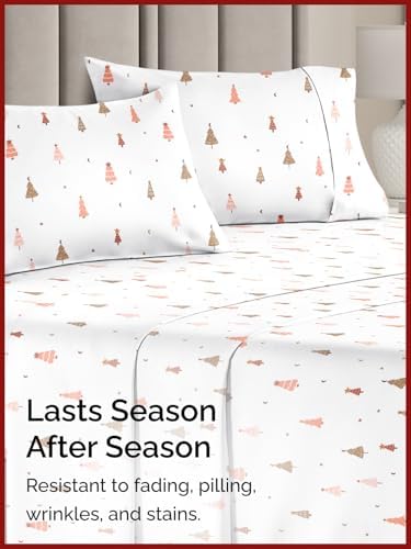 Christmas Sheet Set, Enchanted Pines, Holiday Xmas Bedding Set - Queen Size
