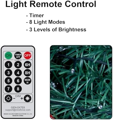 6.5FT Pop Up Christmas Tree Pre-Decorated with LED Lights Instant Setup Foldable Xmas Tree for Indoor&Outdoor All-Weather Remote Control