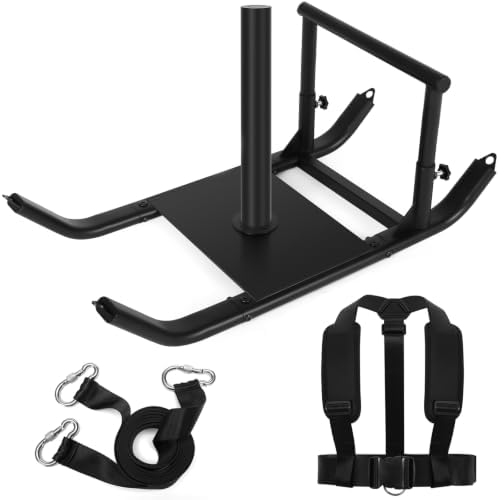 GADFISH Workout Fitness Sled, Weighted Sleds Push Gym Equipment for Adults & Kids, Compatible with 1" & 2" Weight Plates, Multi-Purpose Sled for Outdoor or Home Fitness Training