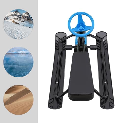 Snow Racer Sled for Kids & Teens - 18-Inch Ski Slider with Steering Wheel & Dual Brakes - Sturdy Steel Frame, Supports Up to 220 lbs - Winter Sports Gift for Ages 3-15