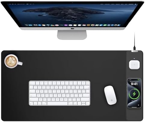 TopMade Mouse Pad with 15W Wireless Charging, Classic Black Desk Mat