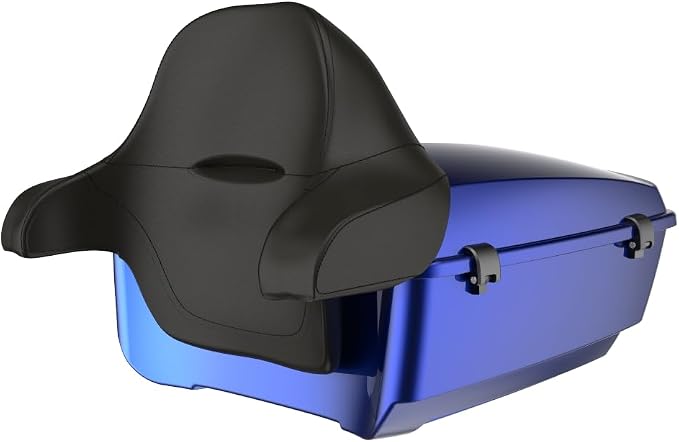 Advanblack 2026 Road Glide Tour Trunk Pack Aurora Blue Denim King Tour Trunk Pack+Wrap-Around Backrest Pad Fits For Harley Touring CVO Road King Street Glide Electra Glide Ultra Limited 1997-2026