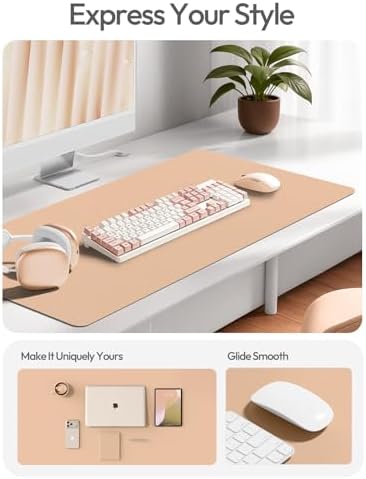 YSAGi Leather Desk Pad Protector, Office Desk Mat, Large Mouse Pad, Non-Slip PU Leather Desk Blotter, Laptop Desk Pad, Waterproof Desk Writing Pad for Office and Home (Latte,55" x 17.2")