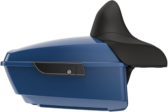 Advanblack Road Glide Tour Trunk Pack Legend Blue King Tour Trunk Pack Luggage +Wrap-Around Backrest Pad for '97-'25 Harley Touring Road King Street Glide Electra Glide CVO models