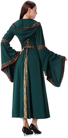 Colorful House Women Hooded Medieval Renaissance Dress Halloween for Adult