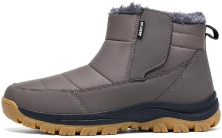 Jakcuz Plus Size Men's Water Resistant Winter Snow Boots with Warm Faux Fur