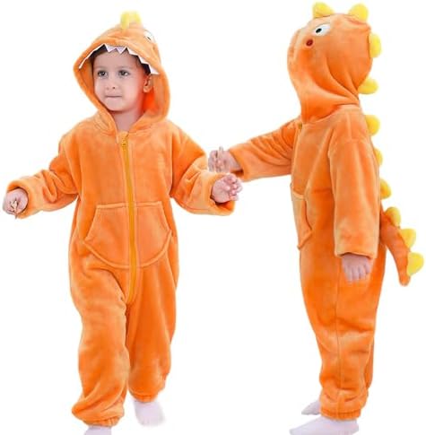 LOLANTA Boys' Girls' Dinosaur Shark Costume Flannel Jumpsuits Animal Onesie