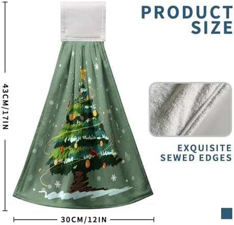 Christmas Xmas Tree Hanging Kitchen Towels Set of 2 Winter Cardinal Snow Hand Towel with Hanging Loop Snowy Snowflakes Star Dish Towel Soft Absorbent Bath Tie Towel for Bathroom Farmhouse Decor