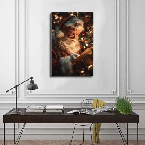 JDBeehpy Classic Santa Claus Writing Notes Wall Art Poster Framed 12x18inch