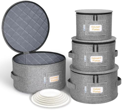 punemi China Storage Containers, 4-Set Hard Shell Dish Storage for Moving