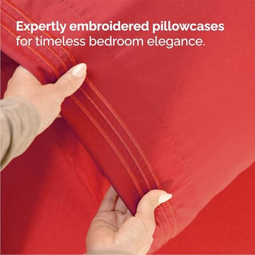 Queen Size 4 Piece Sheet Set - Comfy Breathable & Cooling Sheets - Red
